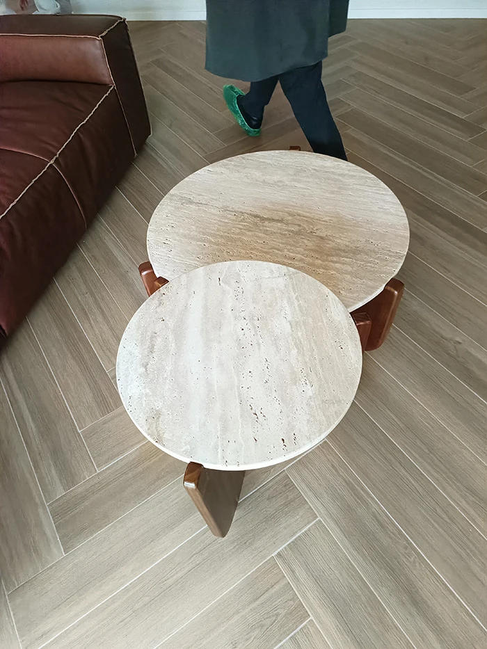 Description Picture 3 of itemNordic Solid Wood Coffee Tables Bedroom Bedside Side Table Modern Living Room Furniture Creative Travertine Round Corner Table
