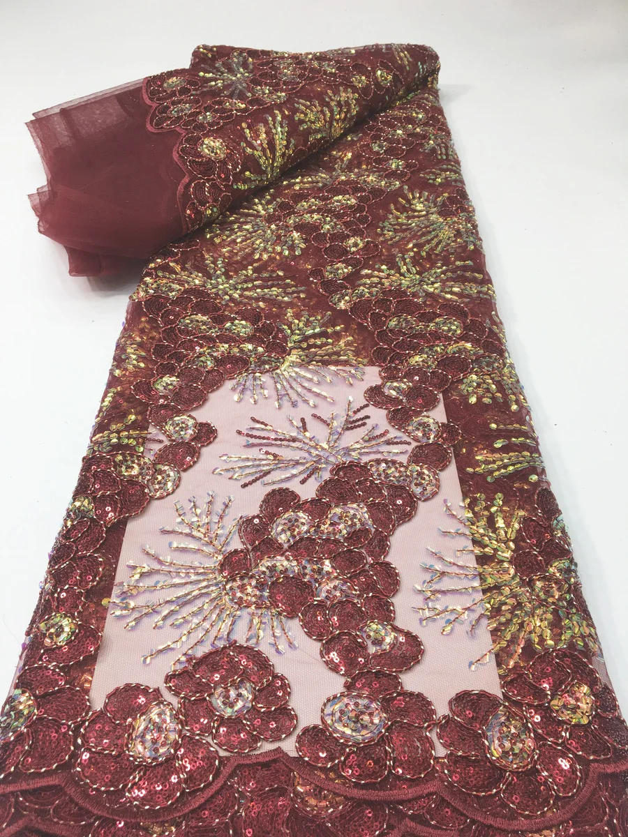 Description Picture 6 of itemAfrican Lace Fabric 2023 French Lace Fabric For Bride High Quality Nigerian Sequins Tulle Lace Fabric For Women Dress LYX2322