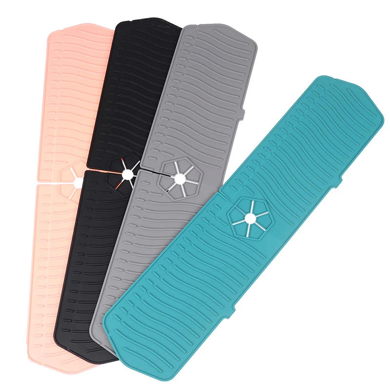 Description Picture 4 of itemSilicone Faucet Mat Faucet Water Catcher Mat Kitchen Faucet Sink Splash Guard Sink Draining Pad Behind Faucet Drip Protector