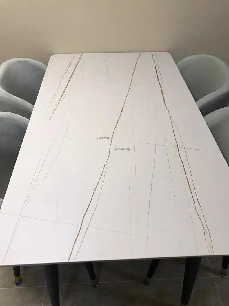 Description Picture 5 of itemNordic Dining Room Furniture Metal Dining Room Sets Light Luxury Slate Dining Table and chairs Modern Hotel Dining Room Table Z