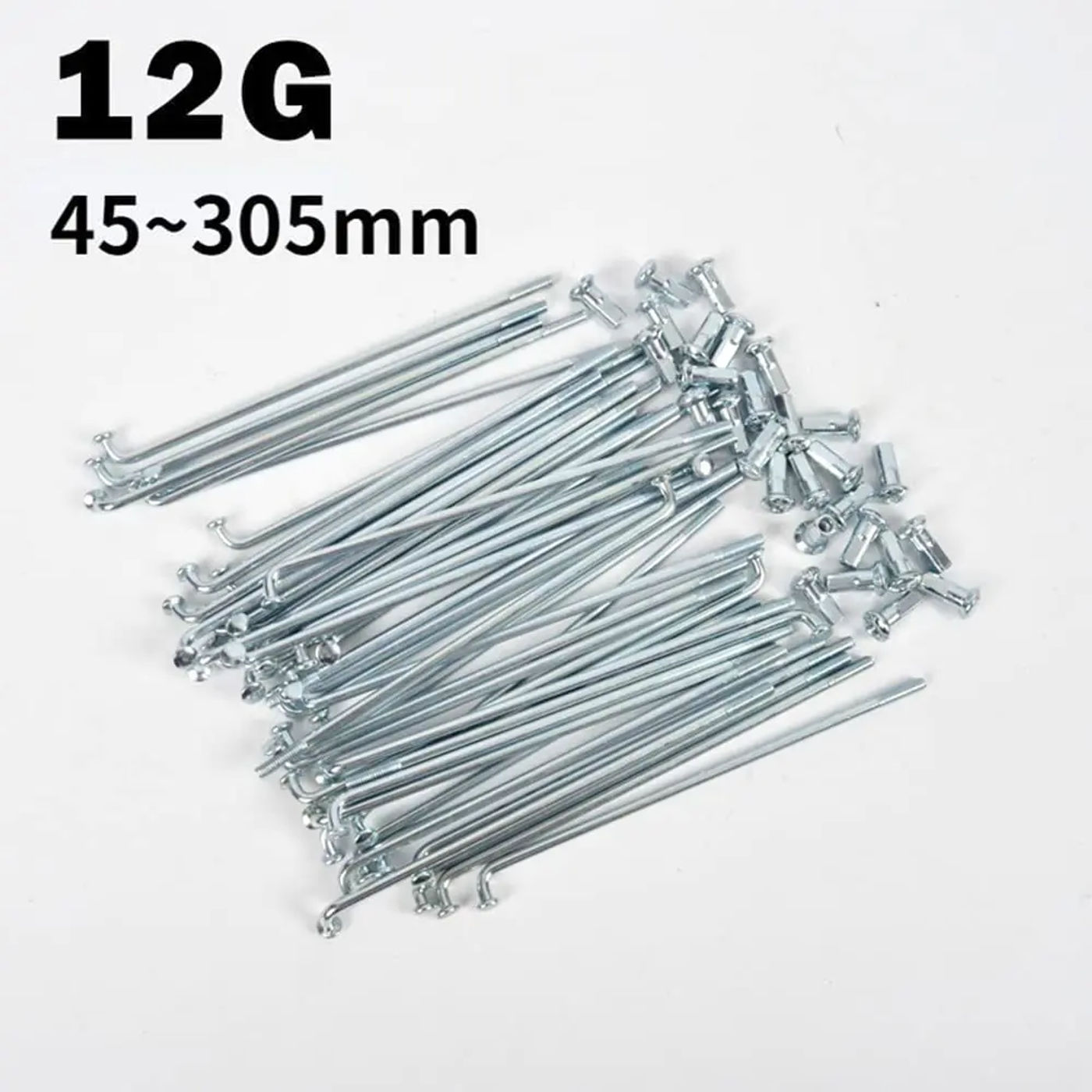 Description Picture 5 of item12 G E-Bike Spoke Silver Steel Spokes 45-305mm with 12mm Nipples 36pcs