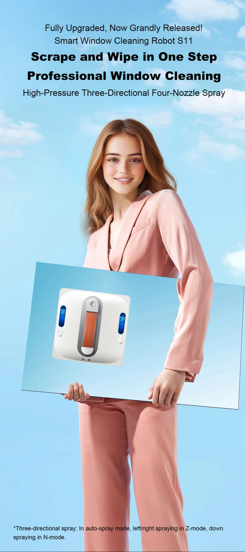 Description Picture 3 of itemWindow Cleaning Robot Liectroux S11, 4-Way Water Spray, Home Glass Floor Wall Tiles Cleaner Robot, Strong Vacuum, Smart Memory