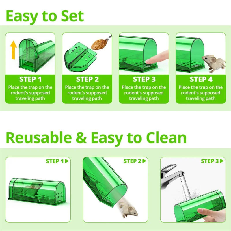 Description Picture 3 of item3Pcs Transparent Mouse Trap Rodent Mice Live Catcher Reusable Small Animals Cage Mouse Killer Mousetrap Small Rat Trap Killer