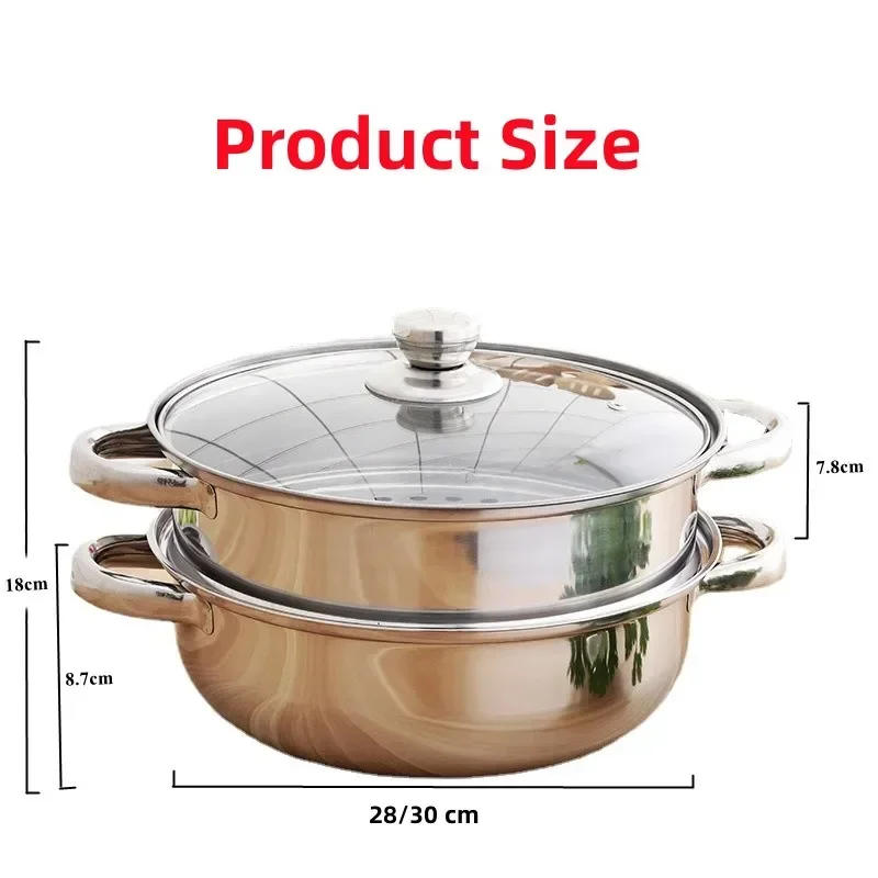 Description Picture 2 of item304 Stainless Steel Double Boiler Steam Pot Rice Noodle Roll Steamer Soup Pot Steamed Buns Cake Boilers Kitchen Tools Cookware