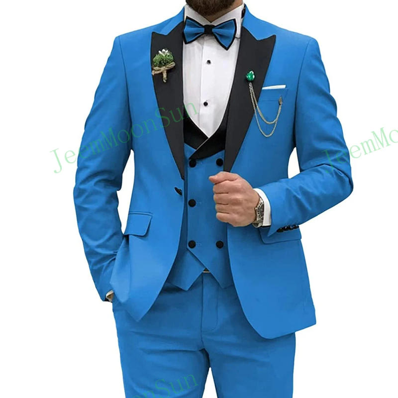 Description Picture 4 of itemSlim Fit Male Suits 2023 Double Breasted Vest 3 Pieces Business Men Wedding Suit Blazer Vest Pants with Tie Terno Masculino