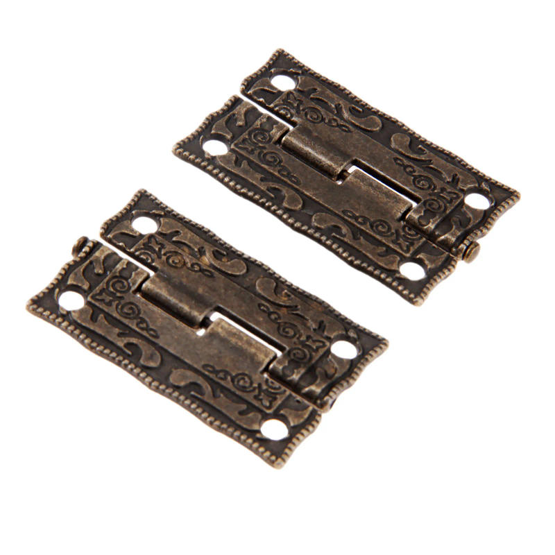 Description Picture 4 of item10pcs 35*23mm Decorative Mini Hinge For Jewelry Wooden Box Antique Bronze Hinges Cabinet Door Drawer Furniture Hardware + Screws