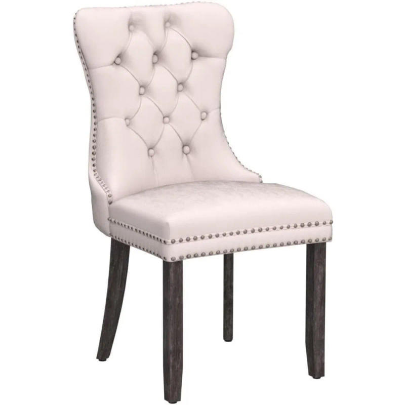 Description Picture 6 of itemVelvet Dining Chairs Set of 6, Upholstered High-end Tufted Dining Room Chair with Nailhead Back Ring Pull Trim Solid Wood Legs