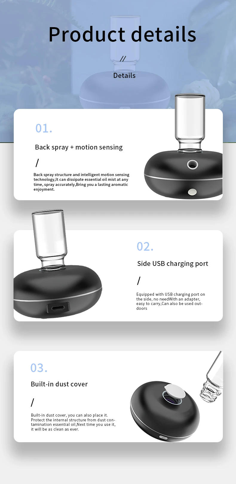 Description Picture 4 of itemAuto Essential Oil Diffuser Room Fragrance Electric Aromatic Oasis Usb Aroma Diffuser Spraying Mini  Air Freshener Device Office