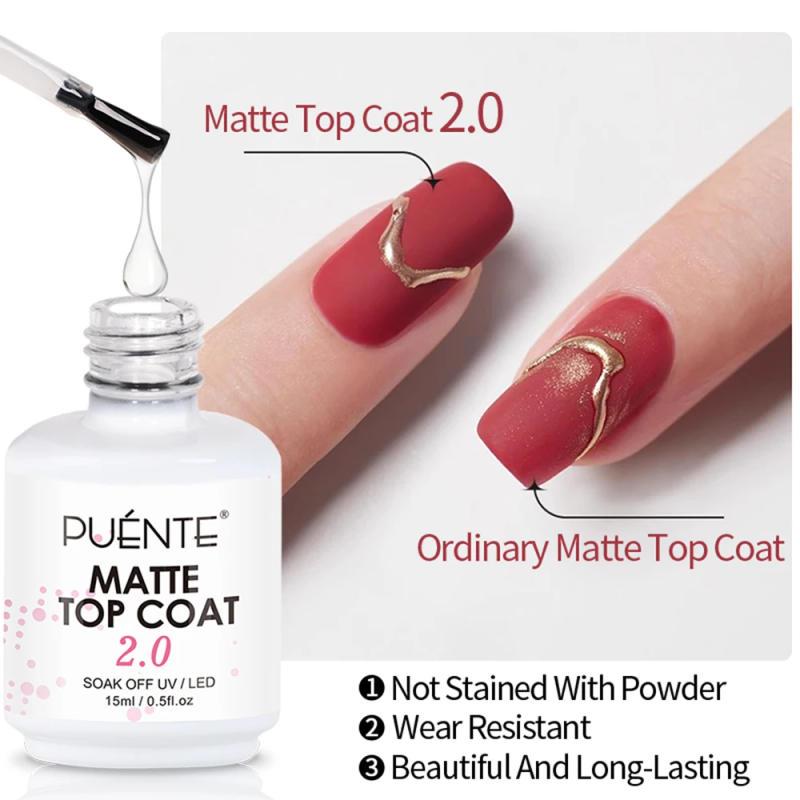 Description Picture 3 of item15ML New Matte Top Coat 2.0 Gel Nail Polish Transparent Matte Effect Sealer Non Stick Powder Soak Off UV Semi-permanent Varnish