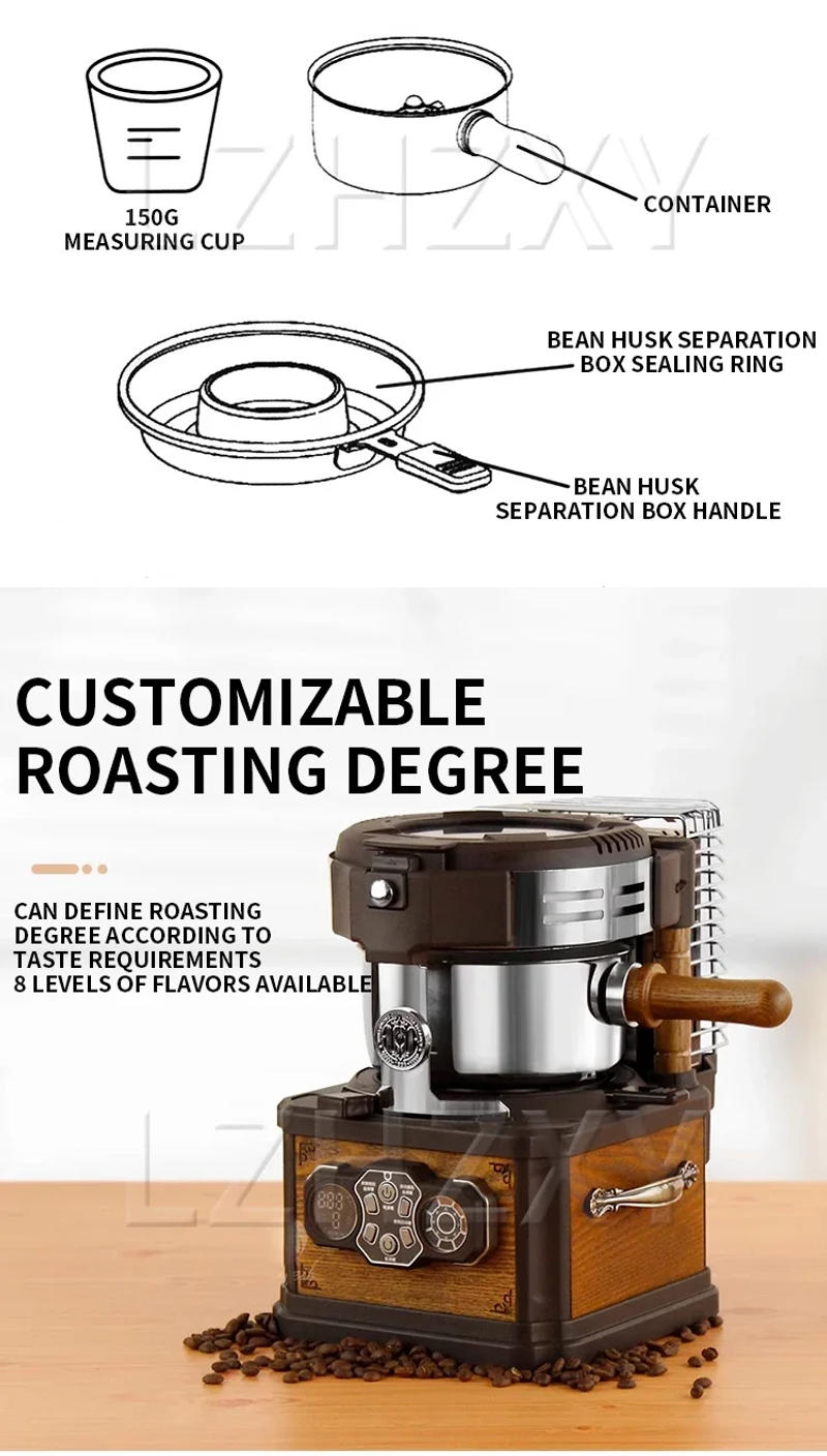 Description Picture 4 of itemCoffee Bean Roaster 150g Container for Roasted Beans Precise Temperature Control 110-240V For Household Commercial Roaster