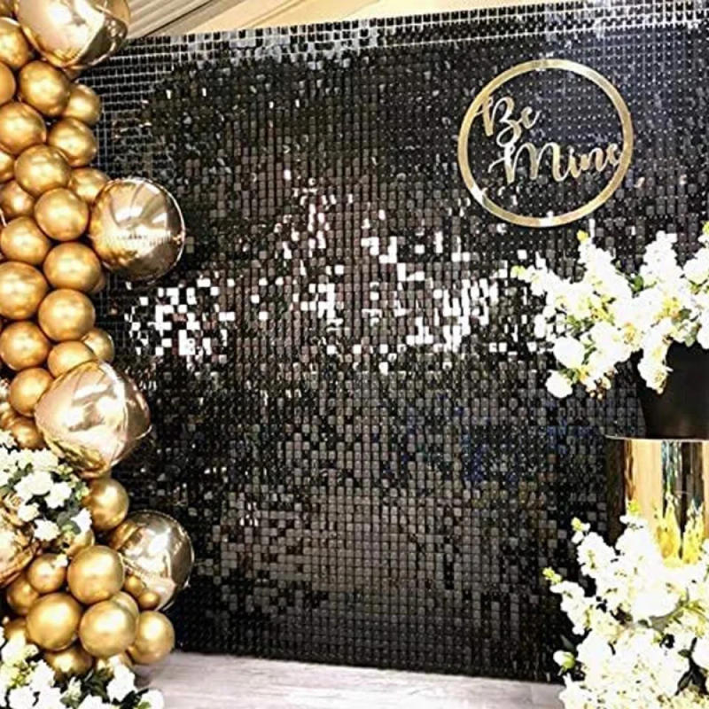 Description Picture 6 of itemGold Shimmer Sequin Wall Background Panels Glitter Mirror Art Backdrop Wall Birthday New Year Party Wedding Eid Decoration