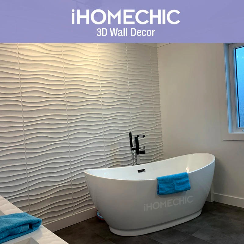 Description Picture 2 of item30cm Decorative 3D Wall Panel wave Diamond Design Not self-adhesive plastic tile 3D wall sticker living room Bathroom wall paper