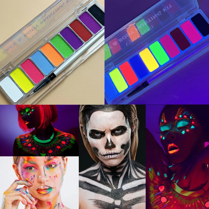 Description Picture 3 of item10 Colors Water-soluble Neon UV Luminous Face Body Painting Paste Stage Show Makeup Eyeliner Eyeshadow Glow Fluorescent