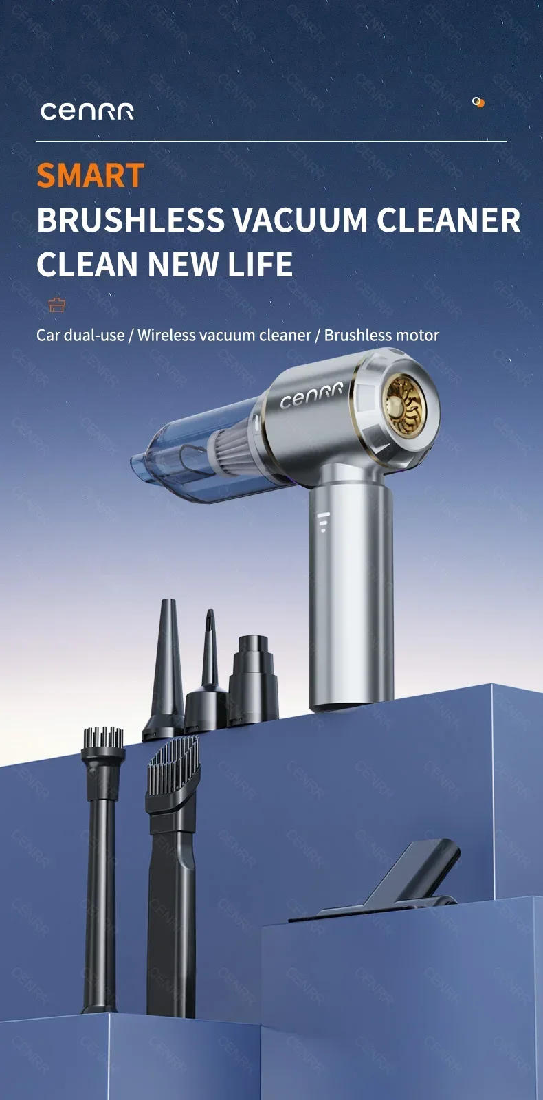 Description Picture 5 of itemCENRR 360000PA Car Vacuum Cleaner Strong Suction Wireless Cleaner Portable HandHeld Powerful Vacuum Cleaner Cleaning Machine