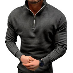 Soft Men Top Men Top Men's Windproof Fleece Pullover with Stand Collar Zipper Long Sleeve Casual Warm Shirt for Fall Spring