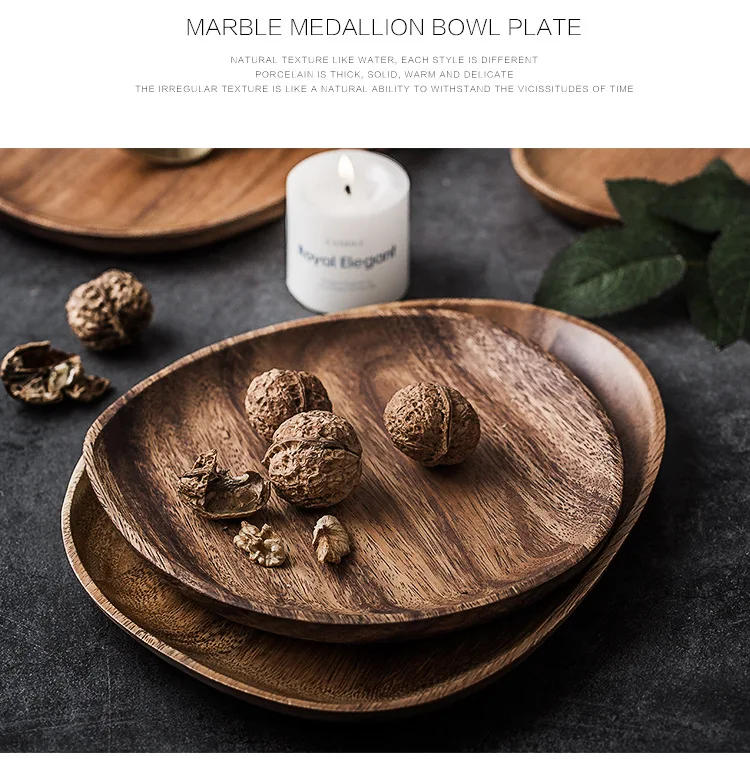 Description Picture 5 of itemSet Whole Wood Lovesickness Wood Irregular Oval Solid Wood Pan Plate Fruit Dishes Saucer Tea Tray Dessert Dinner Plate Tableware