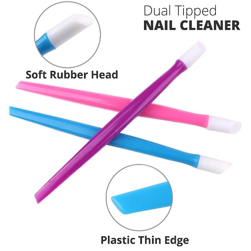 Description Picture 6 of item20Pcs Nail Cuticle Pusher Plastic handle with Rubber Head Sticks  9.7CM Nail  Stickers Pushers Dual-end Remover Manicure Tools
