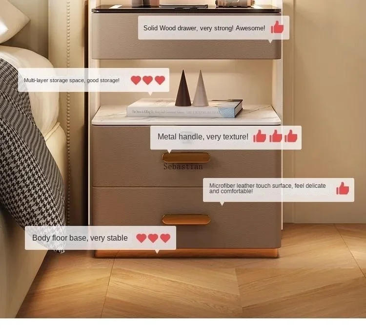 Description Picture 6 of itemSmart Home Bedside Table, Wireless Charging Password Lock, Three-layer Bedroom Storage, Solid Wood Storage, Bedside Cabinet