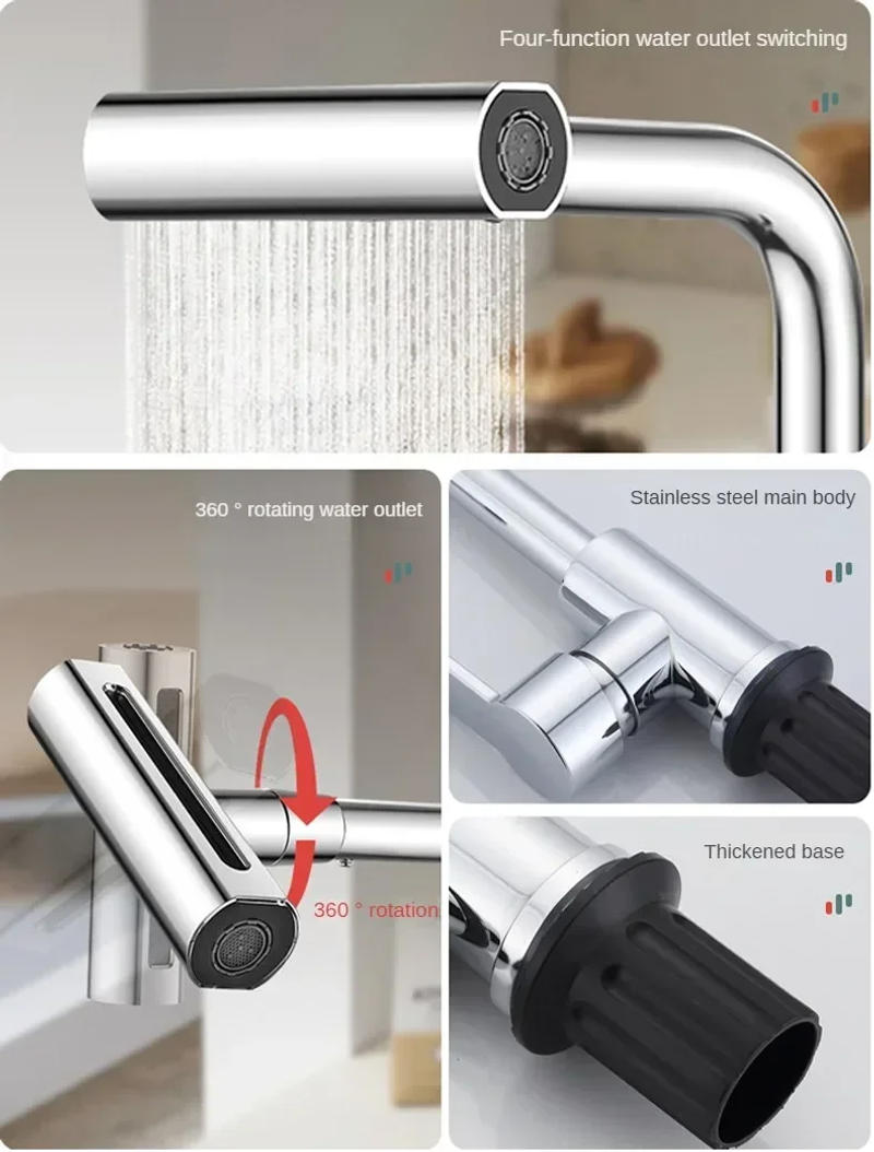 Description Picture 3 of itemWaterfall Design Kitchen Faucet in Plastic steel with 360° Rotating Spray Head for Hot and Cold Water Mixing Sink Faucet