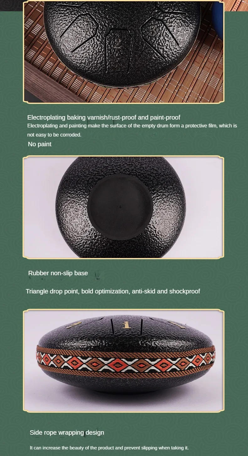 Description Picture 6 of itemTreble Steel Tongue Drum 6 Inch 8 Note Mini Hand Drum for Children Beginner Ethereal Drums Meditation Musical Instruments Toys