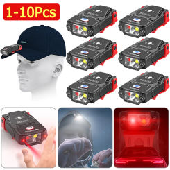 1-10Pcs Lightweight Camping Headlight Super Bright Waterproof Fishing Headlamp Rechargeable Adjustable Angle for Fishing Hiking