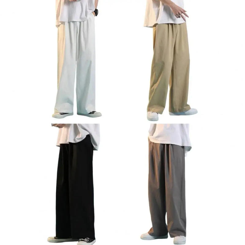 Description Picture 5 of itemMen Casual Pants Streetwear Men's Drawstring Sweatpants with Wide Leg Deep Crotch for Casual Sports Style Men Trousers