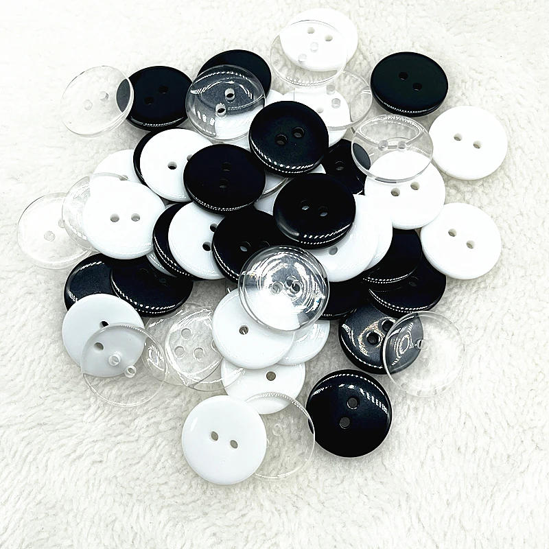 Description Picture 2 of item9mm---34mm Two Holes Transparent White Small Buttons Bread Round Resin Sewing Buttons Diy Clothing Accessories