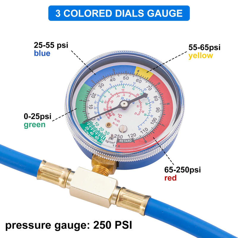 Description Picture 6 of itemRefrigerant Hose Recharge Car Air Kit AC R134A Car Conditioning Hose Con Refill Gauges R12 R22 Gas Charging All Copper