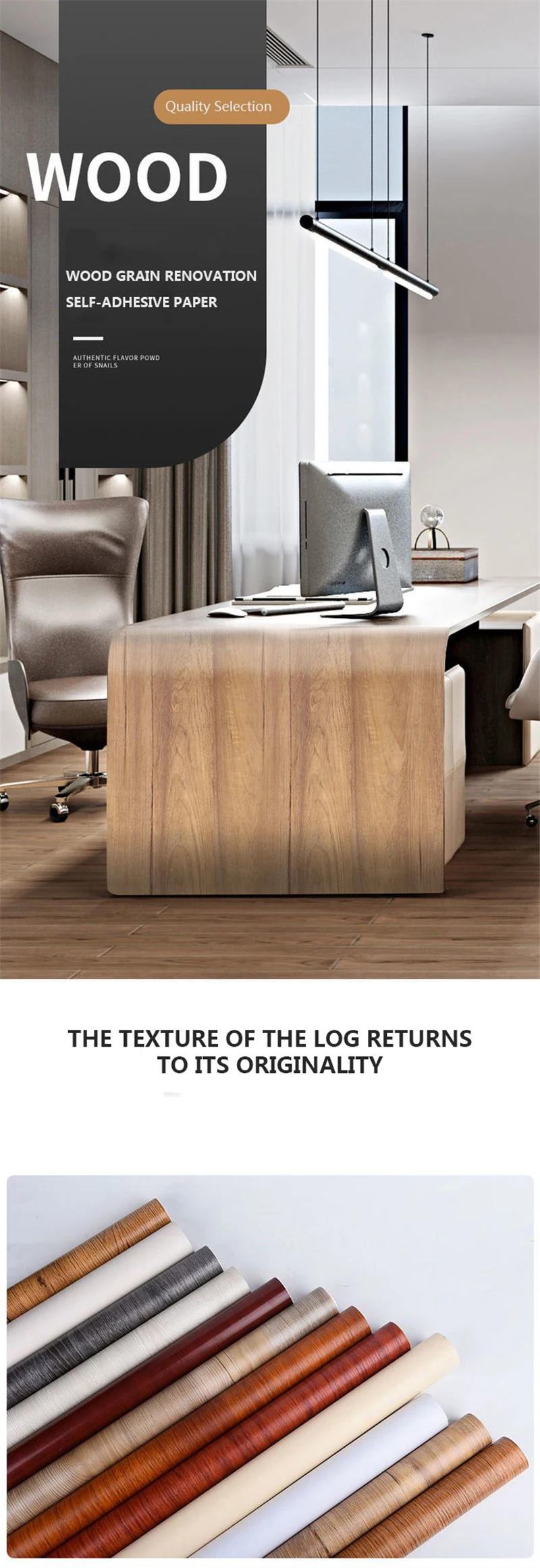 Description Picture 3 of itemPVC Waterproof Self Adhesive Wallpaper Roll Furniture Cabinets Vinyl Decorative Film Wood Grain Stickers For DIY Home Decor