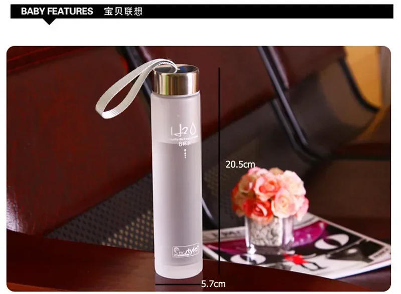 Description Picture 4 of itemWater Bottle Vacuum Flasks Drinkware Frosted Sport Shatterproof Plastic Lemon Juice Storage Travel Bottles Girls Drink Items Bar