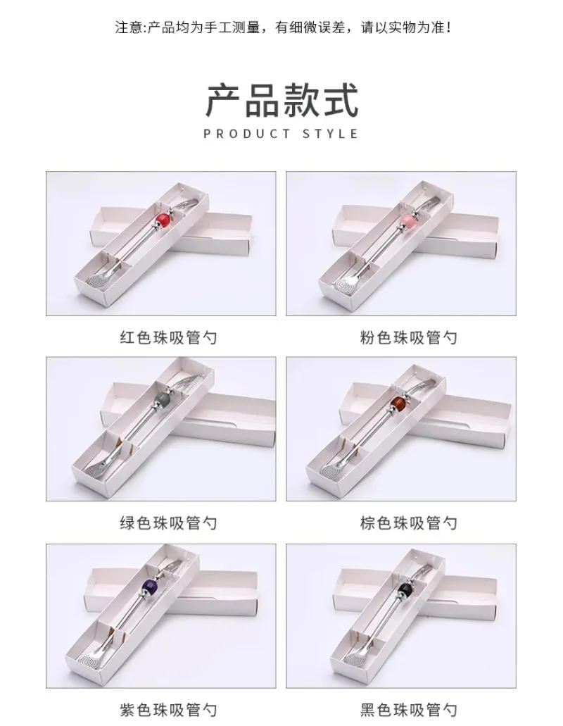 Description Picture 6 of itemStainless Steel Straws Yerba Mate Tea Bombilla Gourd Reusable Drinking Straws Filtered Spoon Straw Mate Drink Bar Accessories