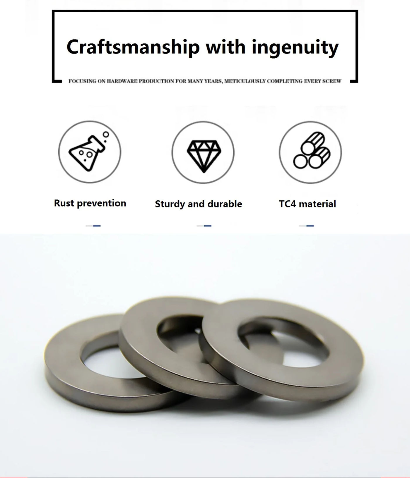 Description Picture 3 of item2/5/10PCS Titanium Alloy Flat Washer Circular Gasket Meson for Bicycle Motorcycle DIN125 M3 M4 M5 M6 M8 M10 M12 TC4 GR5