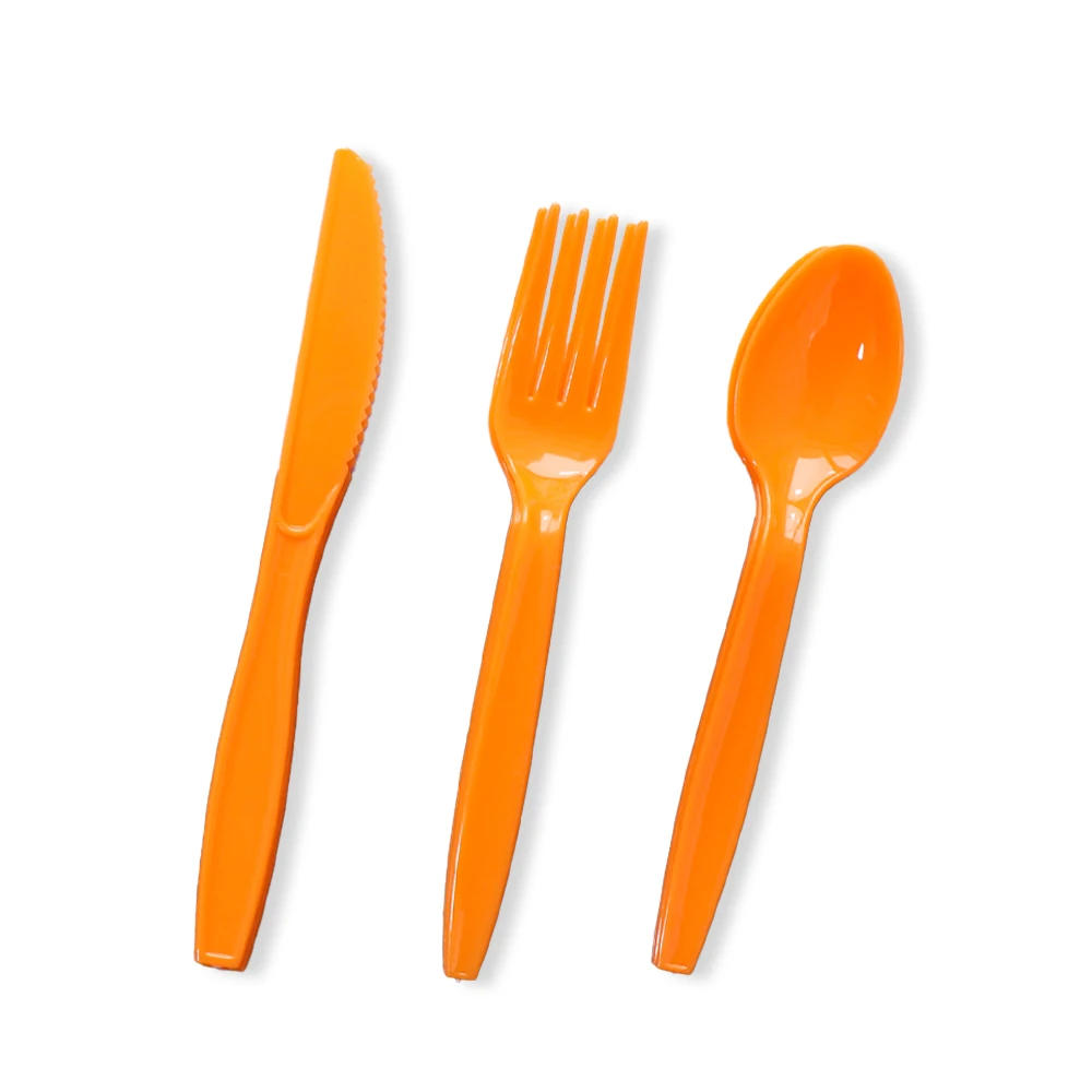 Description Picture 2 of item10/20/30/50 PCS Colored Disposable Tableware High Quality Fork Knife Spoon Birthday Party Family Gathering Supplies Wholesale