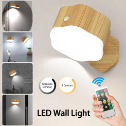 LED Wall Sconces light 3 Brightness Wall Light 360 Rotatable Touch Control Remote Night Light Bedroom Bedside Reading Lamp