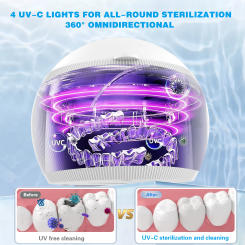 Ultrasonic Retainer Cleaner Denture Cleaning Machine for Dental Appliance Jewelry Ultra Sonic 42KHz 200ml Mouth Guard Clean Pod