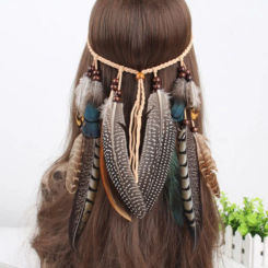 New Feather Tassel Headband Indian Tribal Weave Tribal Hair Rope Boho Tassel Hippie Rope Hair Rope Hair Accessories