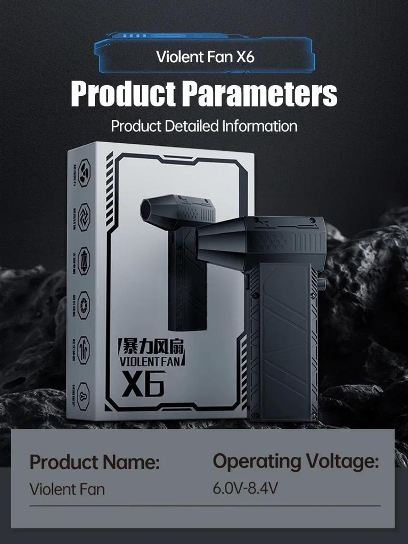 Description Picture 5 of item350000RPM X6pro Violent Fan Blower Vacuum Dust Cleaner Type-C Charging Strong Winds 53m/s Brushless Turbo Jet Blower 