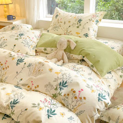 100% Cotton Duvet Cover 1piece Flowers Print With Zipper Quilt Cover King Size Blanket Cover No Pillowcase