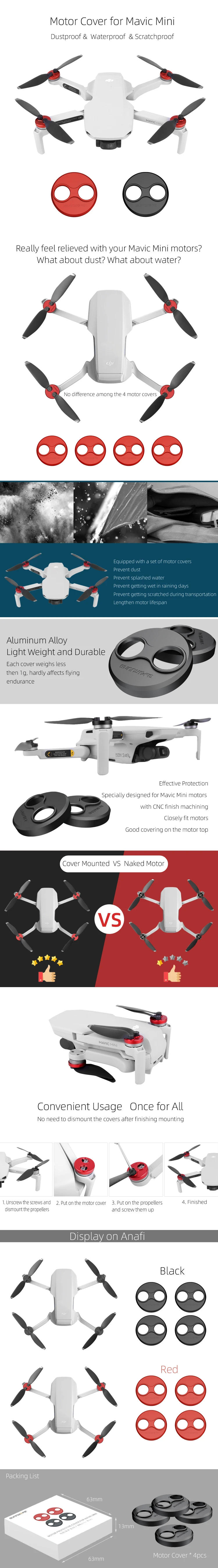 Description Picture 2 of itemAluminium Alloy Motor Cover Cap For DJI Mini 3 Pro/Mini 4 Pro Dust-proof Engine Protective For DJI Mini 4 Pro Accessories