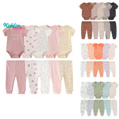 Kiddiezoom 10 Pcs/Lot Four Seasons Fashion Unisex Baby Boy Girl Clothing Set Soft Newborn Bodysuits+Pants Infant Outfit Gift