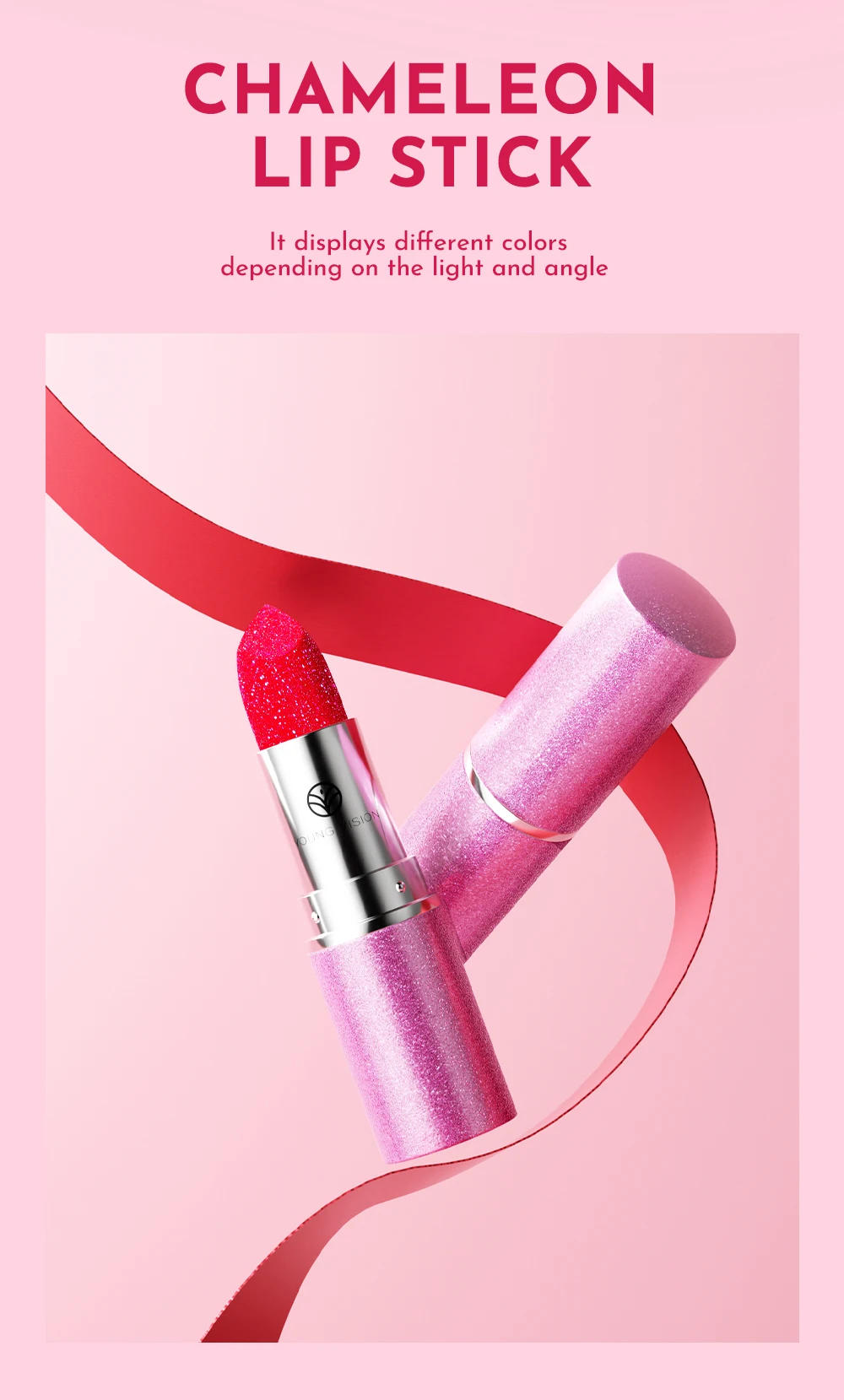 Description Picture 4 of itemDiamond Embossed Lipstick Moisturizing Lasting Shimmer Brown Sparkling Waterproof Lip Gloss Matte Glitter Purple Lipstick Makeup