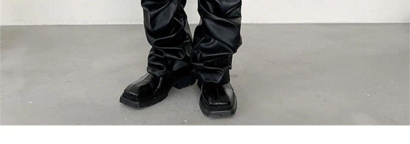 Description Picture 6 of itemLUZHEN High Street Pleated Design Leather Pants Men's Fashion 2024 New Original Straight Trousers Wide Leg Trendy Spring LZ3114