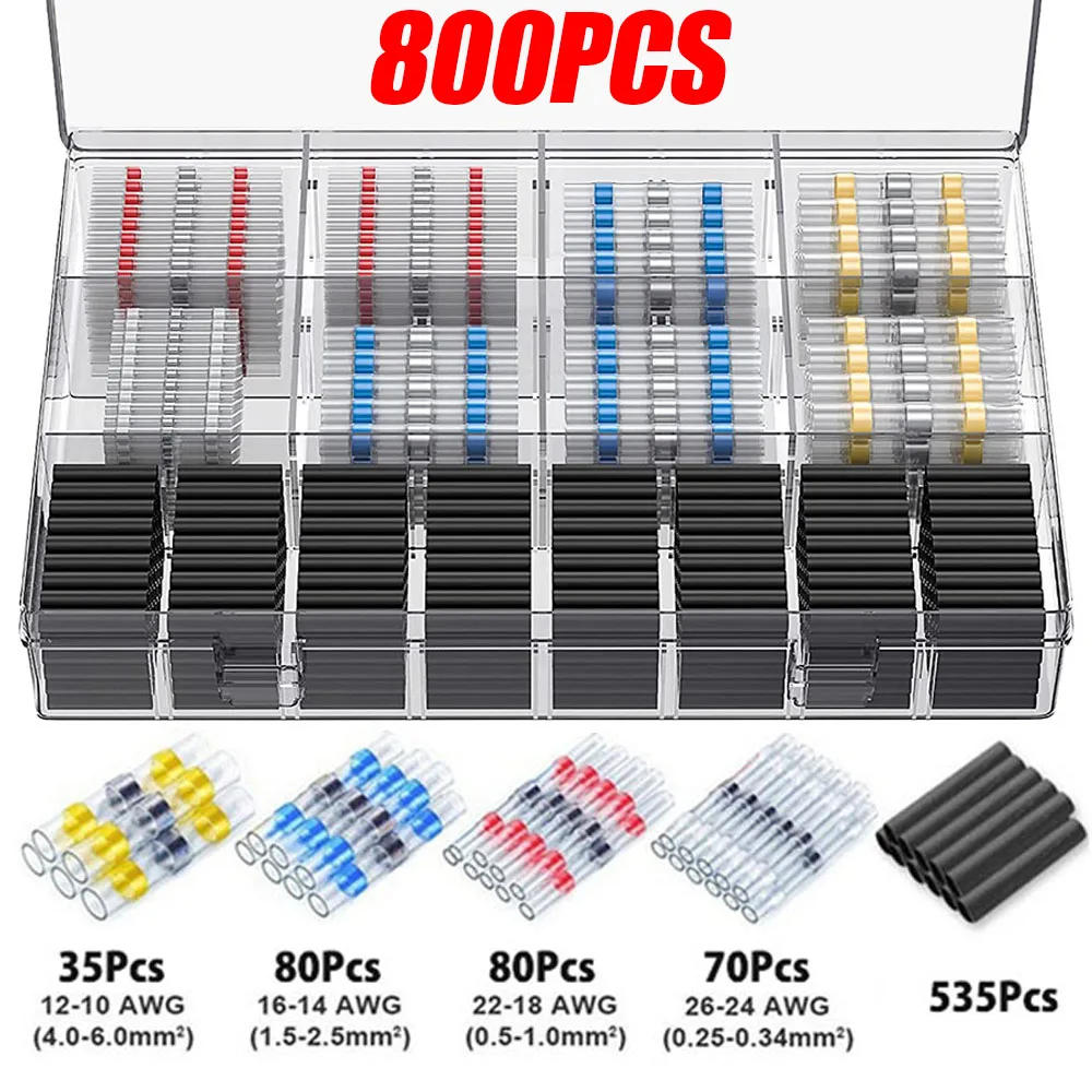 Description Picture 6 of item50/200/300/800PCS Heat Shrink Tubing Cable Sleeves Waterproof Solder Seal Wire Connector Electric Cabel Protection with Heater