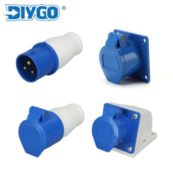 DIY GO 32A 3Pin 2P+E Electrical Wire Cable Outdoor Waterproof Connector Industrial Plug & Sockets 220V-240V IP44 Junction Box