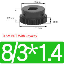 1Pcs 0.5 Module Spur Gear 0.5M-60T With Keyway Bore 8/10/12/14/15mm Motor Gear 45# Steel Blackening Mechanical Transmission Gear