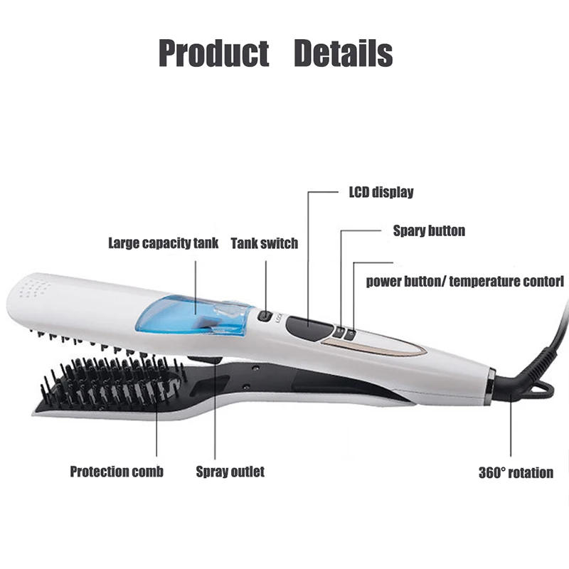 Description Picture 5 of itemPortable steam straightener for household use,negative ion comb electric ceramic perm clip LED display steam straightener