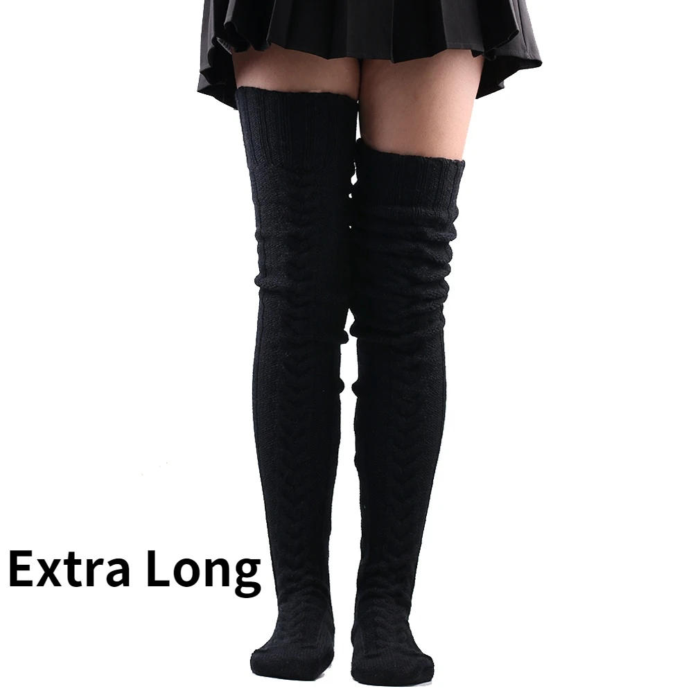Description Picture 4 of item105cm Harajuku Women Thigh Thigh Stockings Winter Leg Warmers Over Knee Socks Sexy Extra Long Stockings Leg Pile Thick Socks