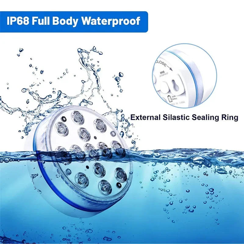 Description Picture 6 of itemPool Light Underwater Swimming Pool Lighting 13LEDs Updated Submersible Light IP68 Outdoor Spotlight for Aquarium Fish Tank Pond