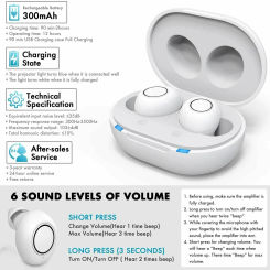 JINGHAO Rechargeable Hearing Aids Digital Hearing Amplifier In Ear Enhancer Voice Hearing Loss for Eldly White