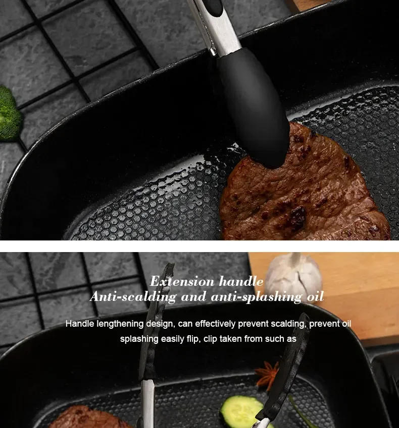 Description Picture 4 of item1PC Silica Gel Stainless Steel Black Baked Salad Accessories Kitchen Tools Bread Clip Home Party Picnic BBQ Clip Roast Steak